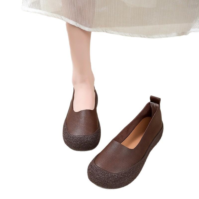 Original handgefertigte Retro-Lichtmaul-Einzelschuhe Sommer und Herbst neue Übergrößenschuhe bequeme weiche Sohle weiche Oberfläche Damenschuhe Mutterschuhe