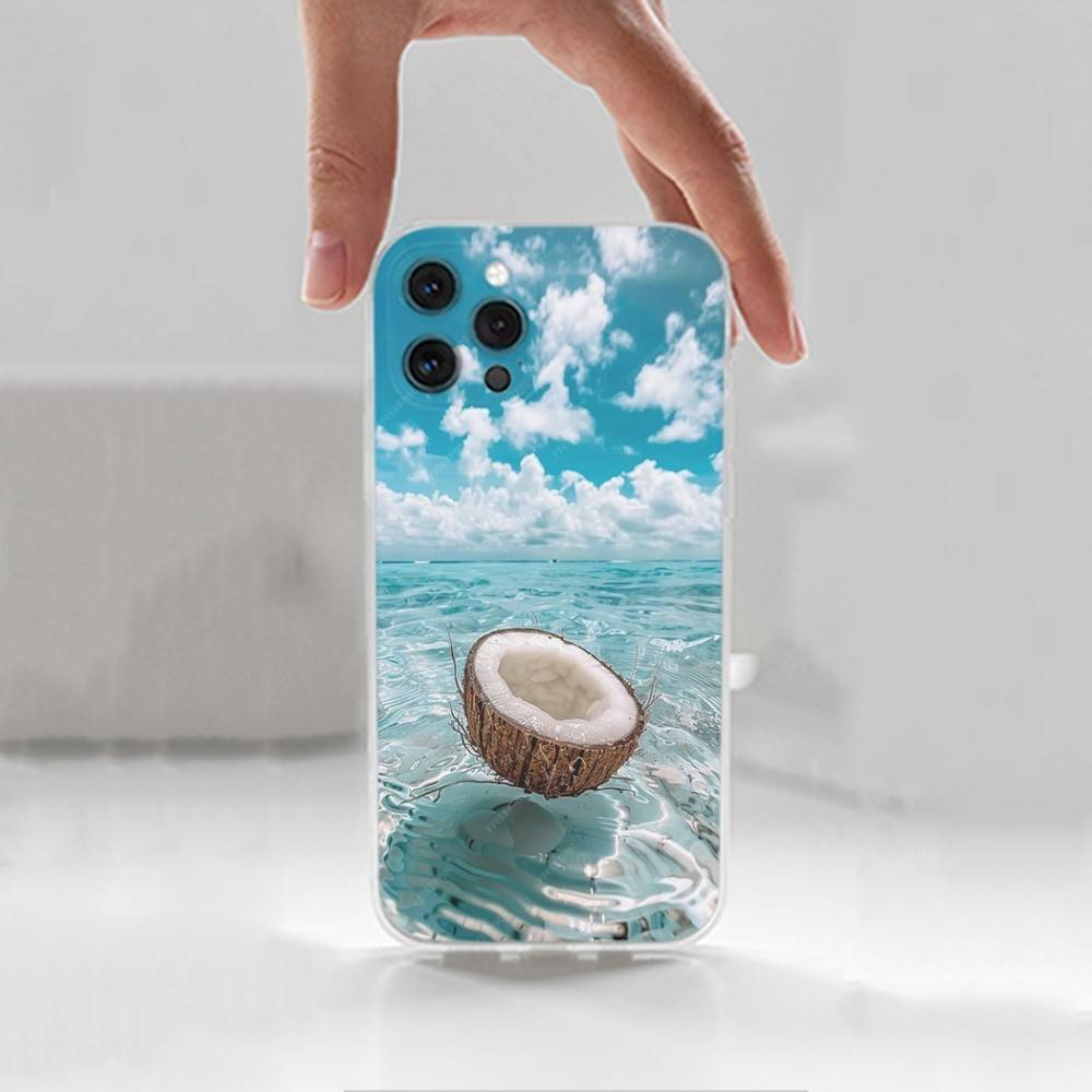 Coconut For iPhone Max,14,SE,12,15,Pro,17,Plus,11,XS,Mini,16,X,13,XR,Transparent Soft Cover Case