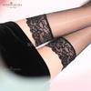 Luoying 7248 Ultra-Thin Shiny Black Jacquard Stockings with Silicone Grip