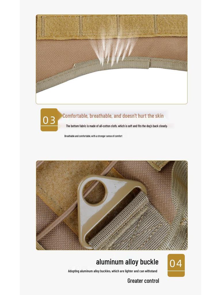 Adjustable Tactical Outdoor Dog Leash and Harness Set for Large Dogs