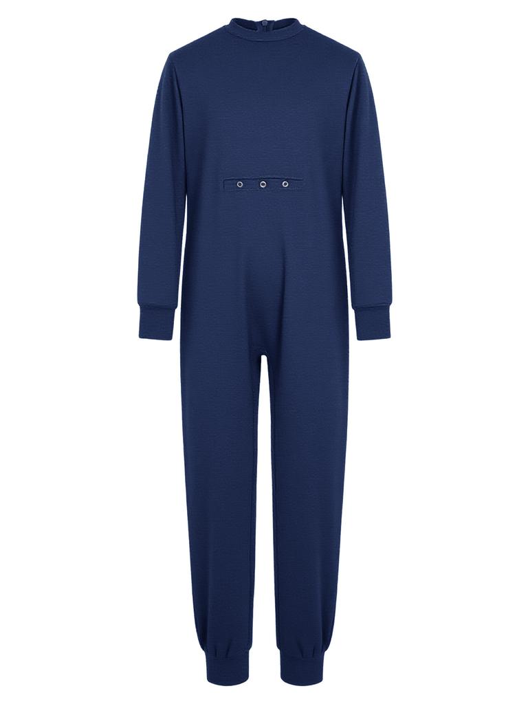 Unisex Special Needs Adaptive Clothing Long Sleeve Anti Strip Invisible Zipper Back Jumpsuit