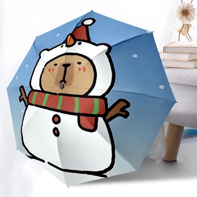1PC Snowman, Capybara Automatic Open/close Umbrella with 8-Rib Structure for Women/Men, All-Season Use - Travel Essential, Stylish Accessory, Highqual