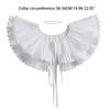 Korean Style Women Double Layer Pleated False Collar Shawl Scalloped Lace Trim White Half Shirt Lace-Up Poncho Capelet