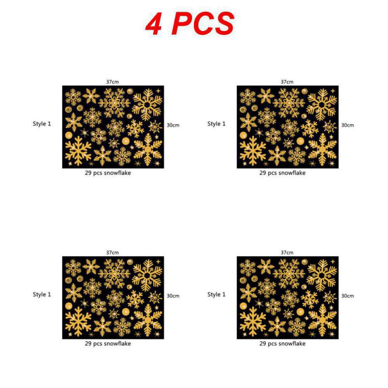 1/2/4PCS New Year Wallpaper Christmas Glitter Snowflake Window Sticker Electrostatic Wall Stickers Snowflake Door Glass Decor