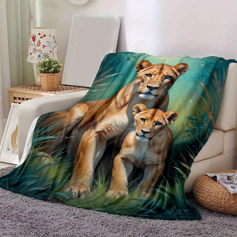 1pc. Lioness and Cub Wildlife Art Print - Perfect for Home Decor, Office Blanket, Outdoor Gift, Suitable for All Seasonsz041765