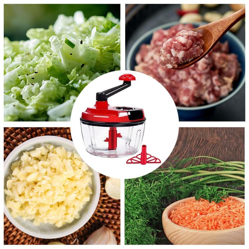 Garlic Chopper Vegetable Cutter Multifunctional Food Processor Manual Meat Grinder Onion Chili Cutter Hand Powered Crank Chopper