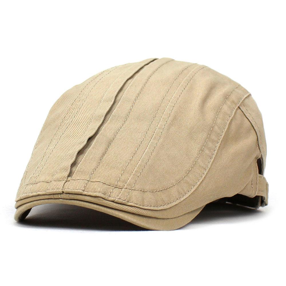 Hat Men's Cotton Beret Adjustable Bent Cap Solid Color Fashion Forward Hat