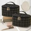 1pc Fashion Cosmetic Bag Large Capacity Portable Handbag Woven Cosmetics Makeup Brush Storage Household Travel Wash Bag