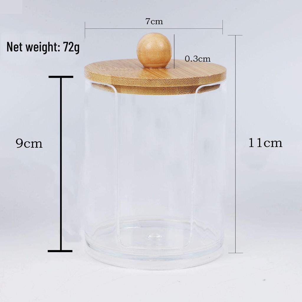 Diamond Pattern Cotton Pad Organizer with Wooden Lid - Multi-Purpose Desktop Storage Box