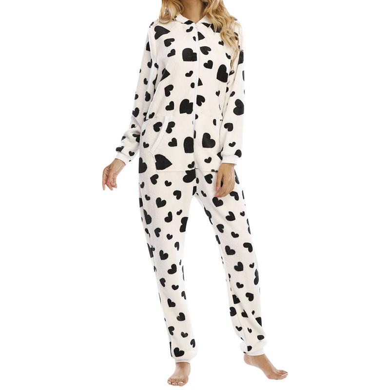 Fashionable Soft Women 1 -Piece Flannel Pigiama a maniche lunghe Tuta senza piedi  Pigiama con cappuccio Anteriore Cerniera Tuta acquista in modo economico —  spedizione gratuita, recensioni reali con foto — Joom