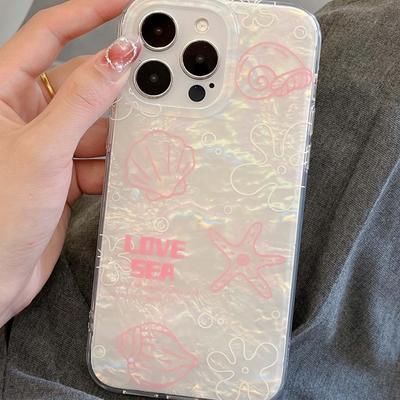 Ins Seestern Shell Meer Glänzende Rückseite Abdeckung Imd Capa Für Iphone 13 Promax 11 12 14 Pro Max Cartoon Protector 2023 telefon Fall
