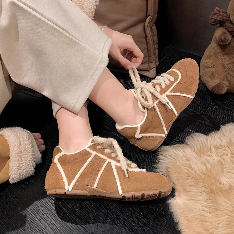 Retro casual fluffy shoes velvet German training shoes women's 2025 autumn and winter new Merad Forrest shoes thermal cotton shoes