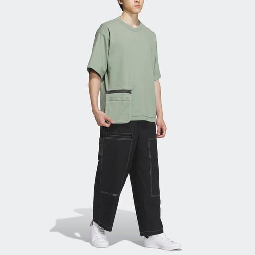 adidas Pocket Zipper Retro Sports Dopamine T-Shirt Men’s Silver Gray Green HY7246