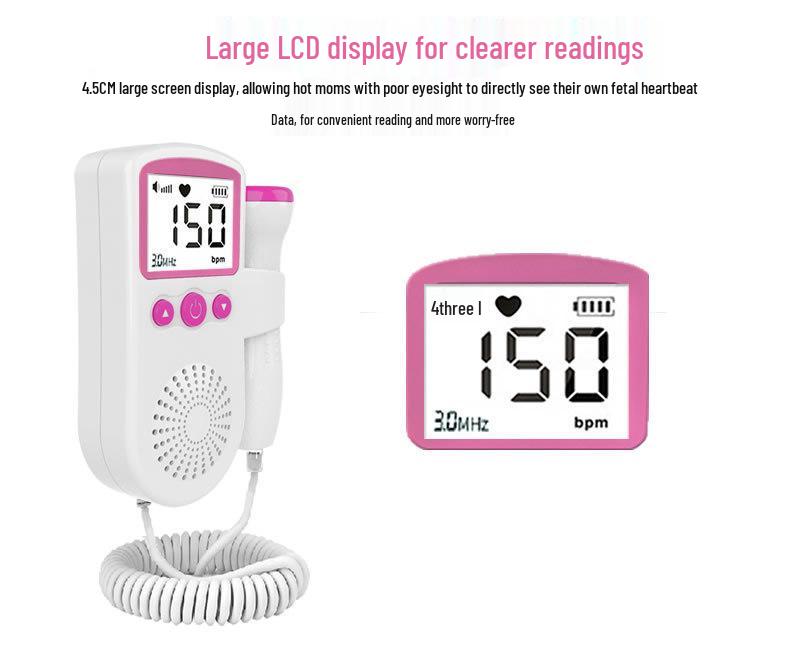 Handheld Home Fetal Doppler Heartbeat Detector & Baby Heart Rate Amplifier