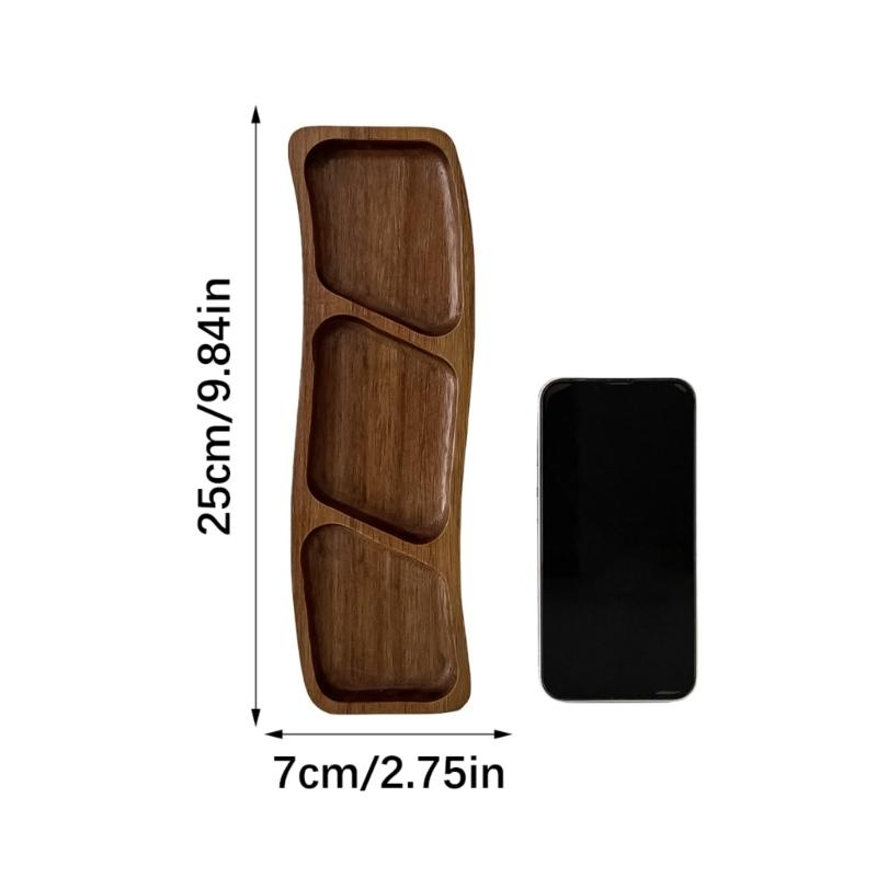 Multiple Compartment Storage Tray Made of Bamboos for Snacks Organization Prevents Flavor Mixing Stylish Irregular Color Pattern