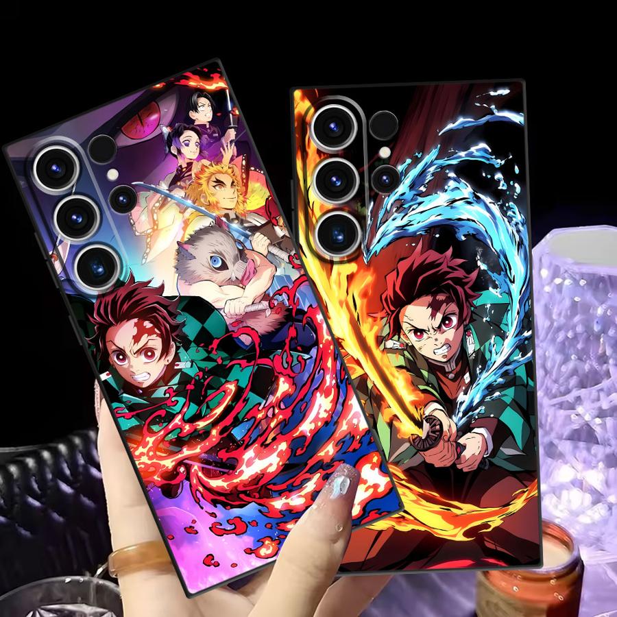 Case for Samsung Galaxy S25 Edge S23 Ultra S24 Plus S21 FE S20 Black Soft Phone Cover Anime D-Demon S-Slayer