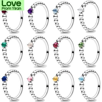 Original 925 Sterling Silber Ring Geburtsstein Perlenbesetzt Mit Kristallringen Für Frauen Hochzeitsfeier Geschenk Europa Modeschmuck