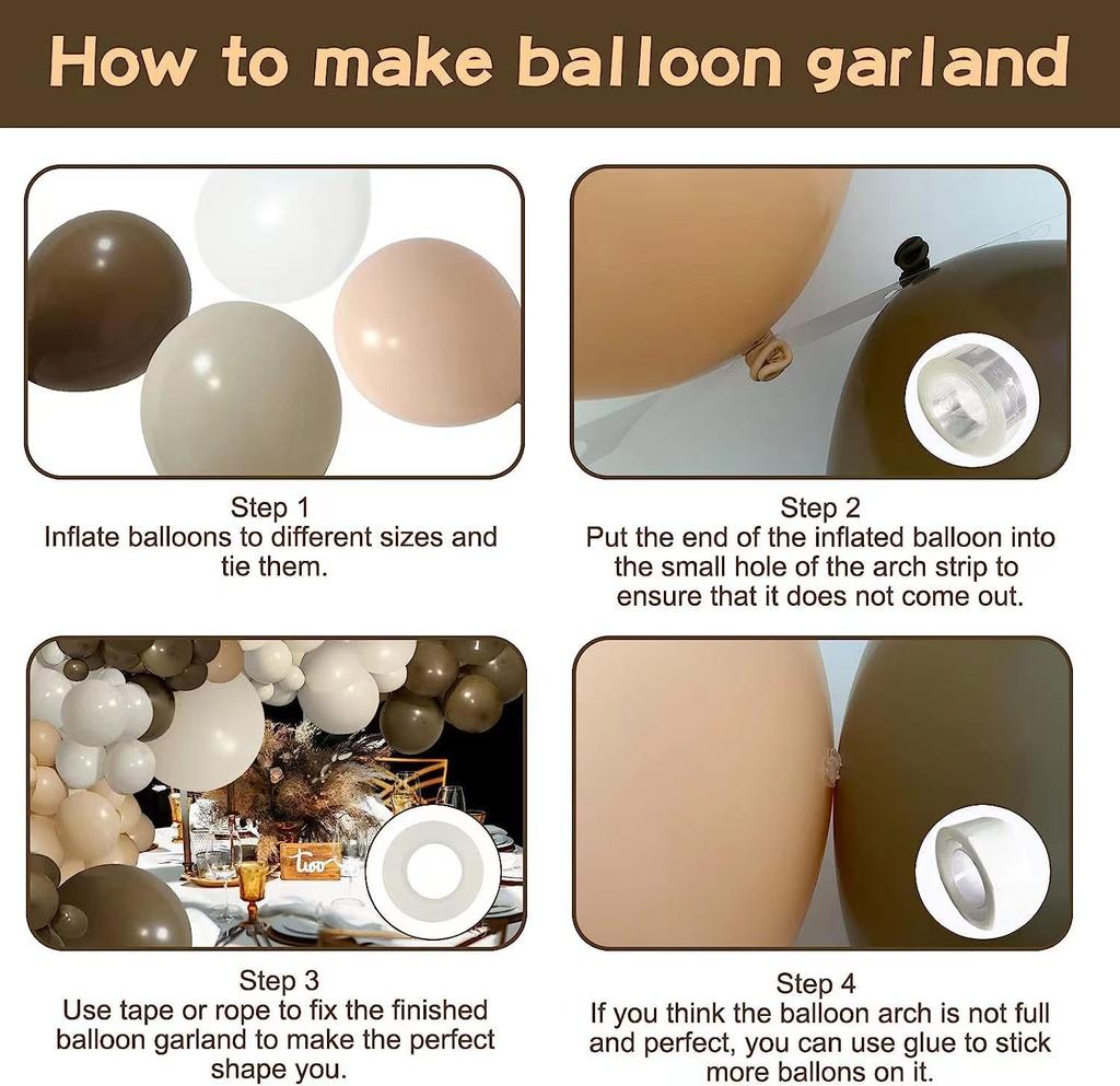 Apricot Latex Balloon Chain Party Set Vintage Brown Children'S Birthday Party Decorative Background