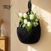 Thickened Cotton Rope Basket 3PCS Hanging Woven Storage Basket, Wall-mounted Organizer Wall Vegetable Pouches, Boho Multi-functional Bag for