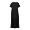 Women's Fashion V-Neck Color Loose Long Big Swing Short Sleeve Dresses