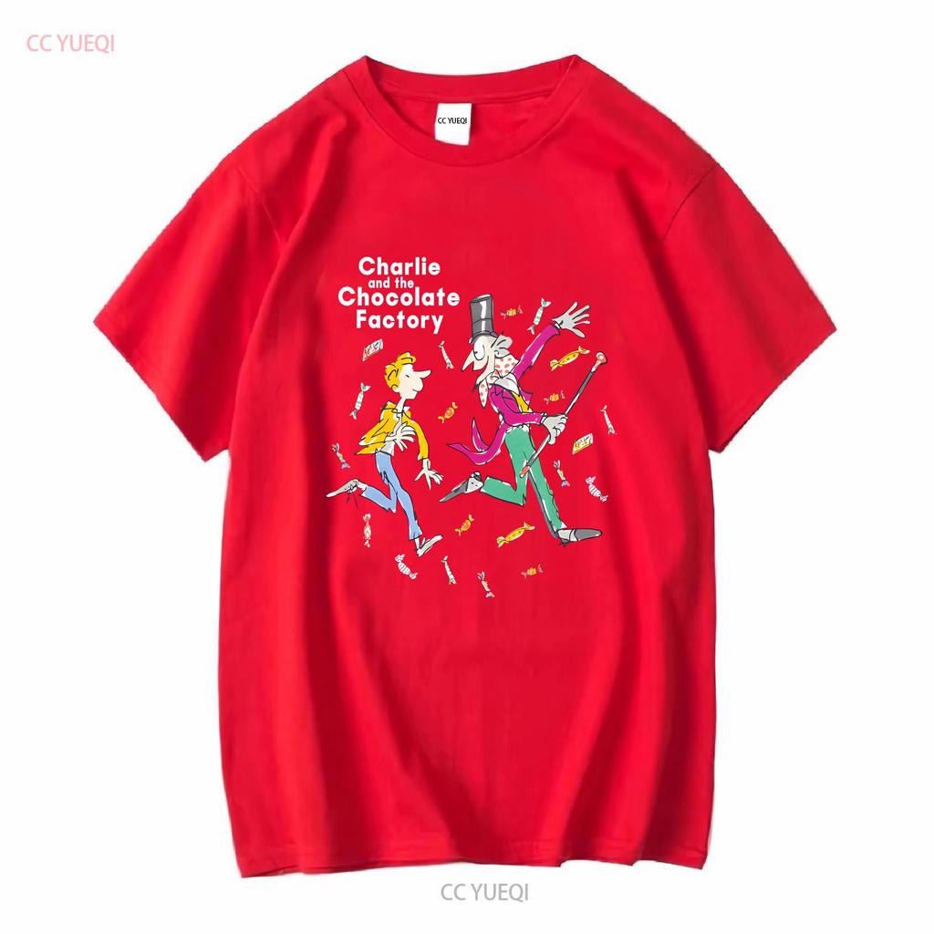 CHARLIE UND DIE SCHOKOLADENFABRIK Kinder T-Shirt lang- oder kurzärmelig Vintage Gewaschene Mode Bequemes Oberteil für den Alltag