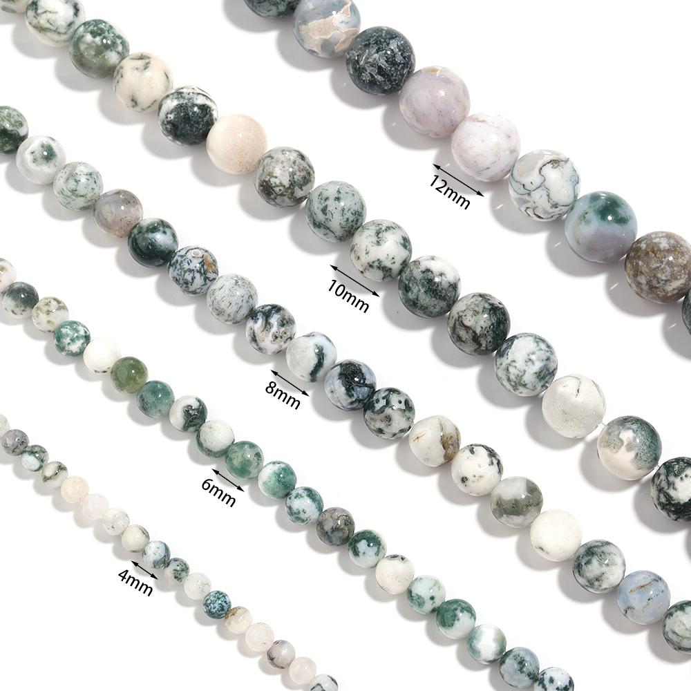 4 6 8 10 12mm Natural Tree Agate Stone Beads Round Loose Gemstone Beads For Jewelry Making DIY Bracelets Necklace Accessories