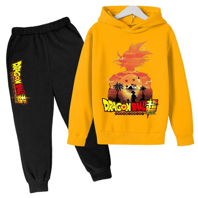 2025 New Anime Dragon Ball Z Hoodie Kids Clothes Boys Baby Girls Clothing Kakarotto Hooded Goku Sweaters Hooded +pants 2pcs