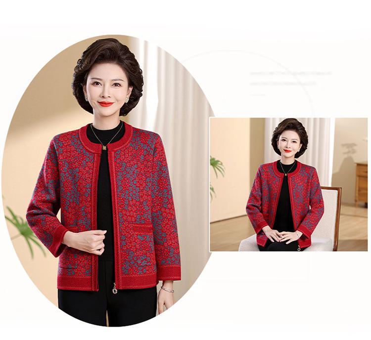 Women's Autumn Knit Cardigan for Middle-aged and Elderly 