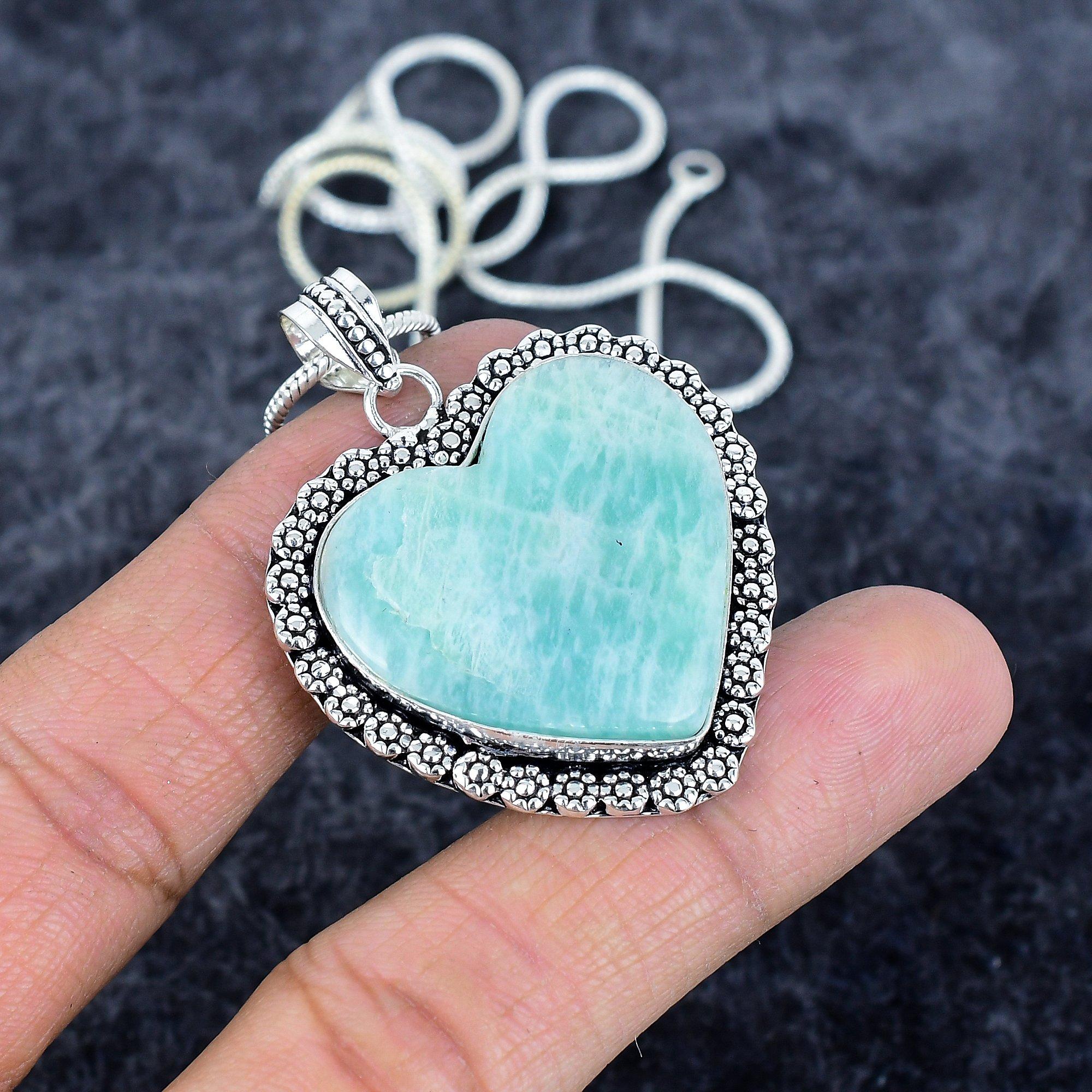 

Amazonite Gemstone Handmade 925 Sterling Silver Jewelry Pendant 1.89 M-2955