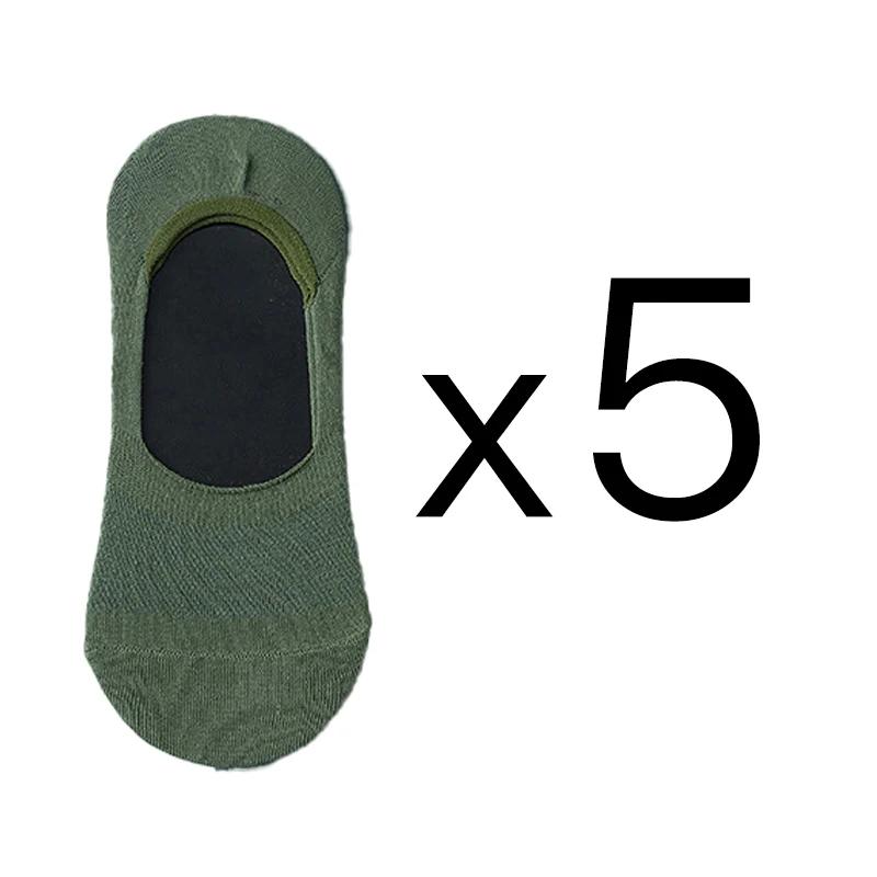 5-Pairs Pack Men's Casual Boat Socks Summer Anti-Slip Silicone Grip No-Show Low-Cut Breathable Socks for Daily Wear & Sports