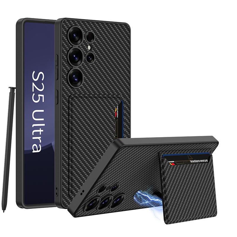 Samsung S25 Ultra High-End Business Leather Case with Card Holder & Stand