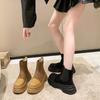 Fashion Versatile Solid Color Women's Boots Thick Sole Round Toe Ankle Boots Women's Fur Punk Goth Shoes Zapatos Mujer S09