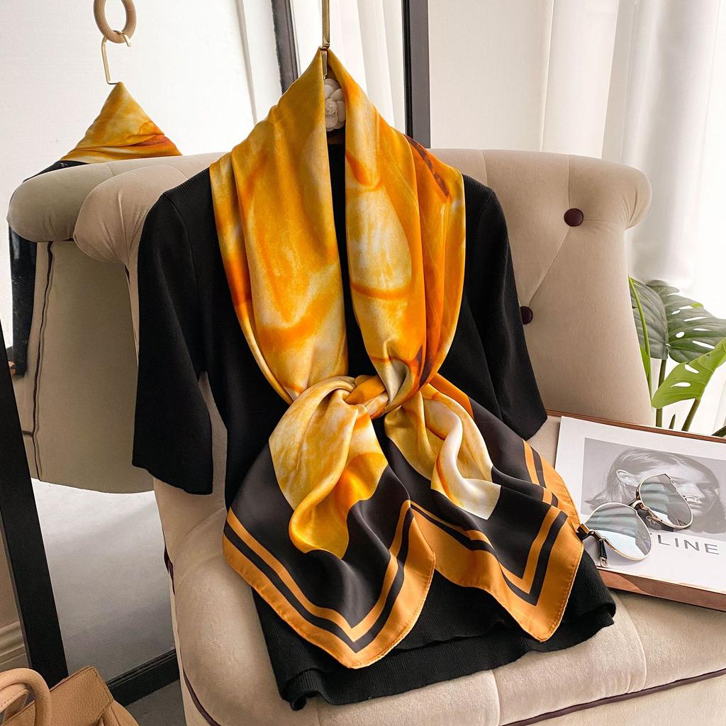 Wysokiej jakości luksusowe jedwabne szale z pałąkiem na głowę szaliki szalik dla kobiet łańcuszek jedwabny szal damski dekoracyjny szal