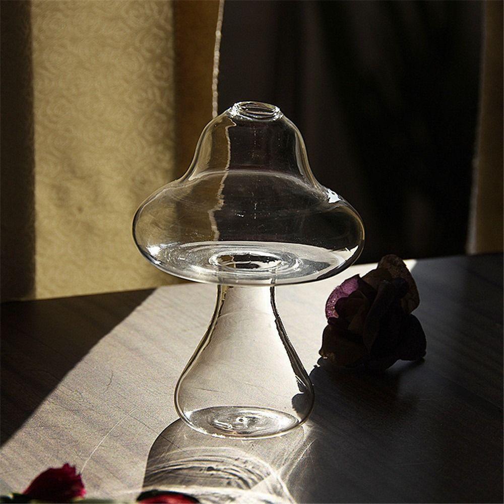 New Transparent Mushroom Shaped Glass Vase Aromatherapy Bottle Creative Home Hydroponic Flower Table Simple Decoration