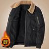Men's Winter Fleece Lined Bomber Jacket - Thick Warm Zippered with Faux Shearling Collar and Pockets