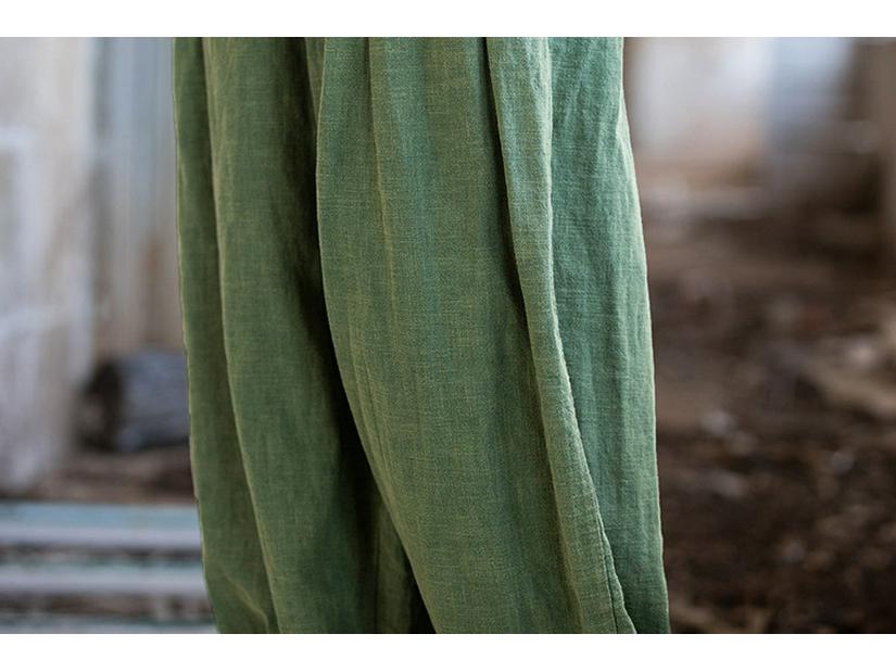 Ramie Distressed Cotton-Linen Women's Retro Lantern Pants
