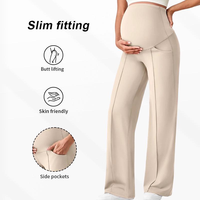 European Maternity Wide-Leg Pants: High Waist, Breathable, Belly Support, Comfortable Fit for Autumn & Winter.