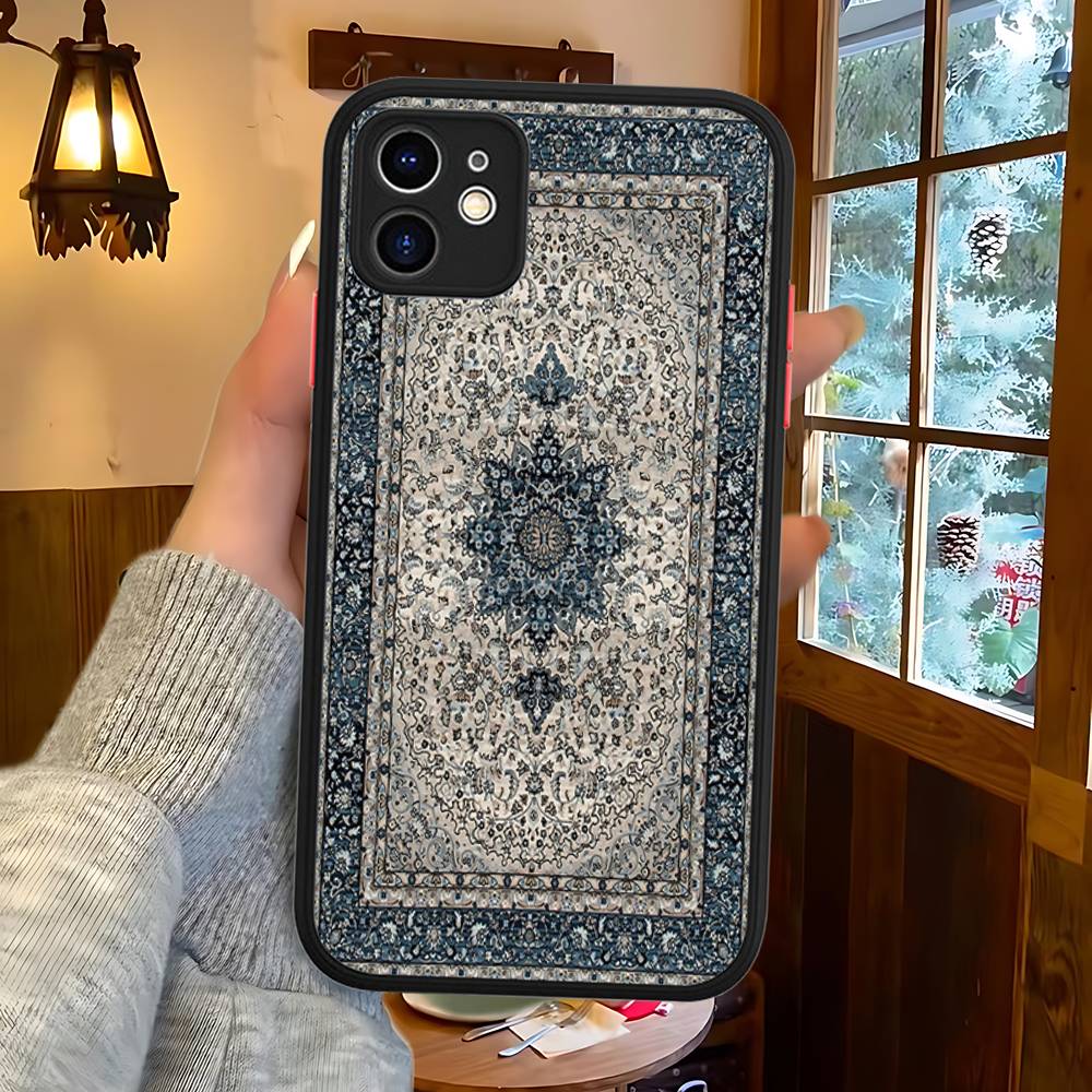 Persian Carpet Floral Art Phone Case For IPhone 15 14 13 12 11 Pro Max X XS MAX Plus Matte Soft Back Cover