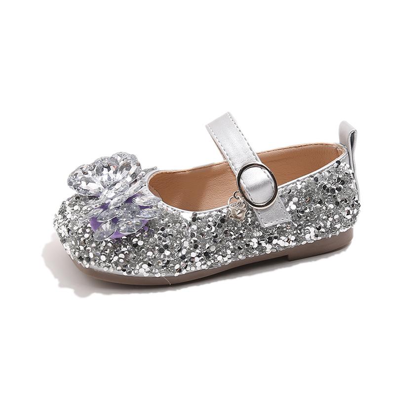 

New Girl Shoes Spring Autumn Shallow Children Fashion Princess Ballet Shoes Sequins Rhinestone Kids Wedding Party Shoes 25
