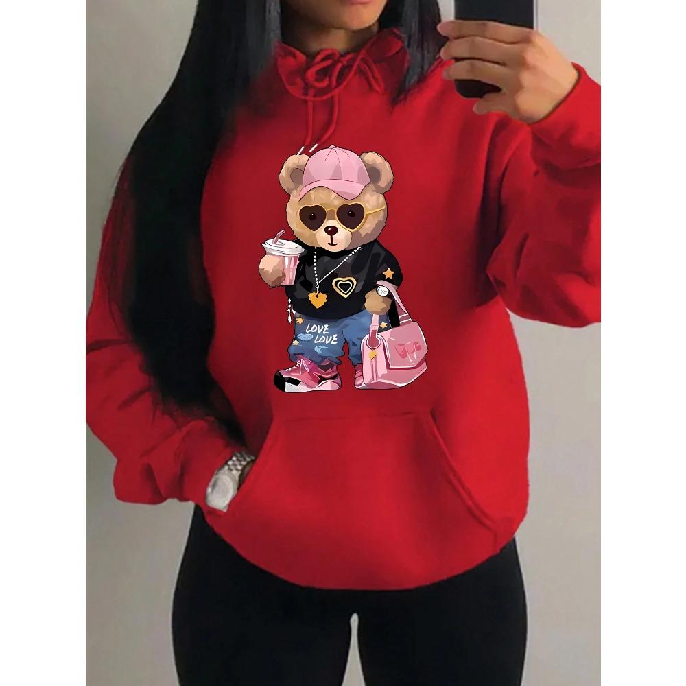 Cool Bear Sister Pattern Creative Design Women Clothes Creativity Fleece Hoodie Harajuku Pocket Pullovers Funny Autumn Hoody