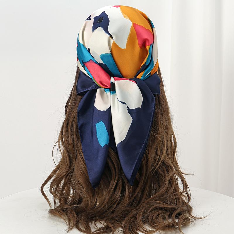 70x70cm 2025 Fashion Luxury Women Satin Silk Shawl Square Scarf Tie Wraps Neckerchief Scarves Lady Headband Bandana Foulard