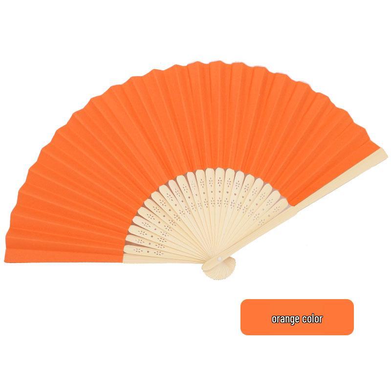 Solid Color Bamboo Folding Fan for DIY Crafts - Children's Kindergarten Material, Customizable with Logo or Text