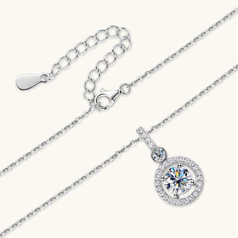6.5mm Fashion High End Full Moissanite Necklace Ins Trendy Round Moissanite Pendant D VVS1 Exquisite Daily Jewelry