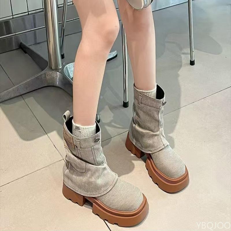 Height Increasing Anti Slip Thick Soled Women's Shoes Spring Autumn New Comfortable Thick Heel Simple Fashionable Women's Shoes