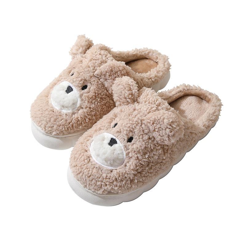 2025 winter new cute cartoon bear cotton slippers household women's thick bottom indoor home plush slippers