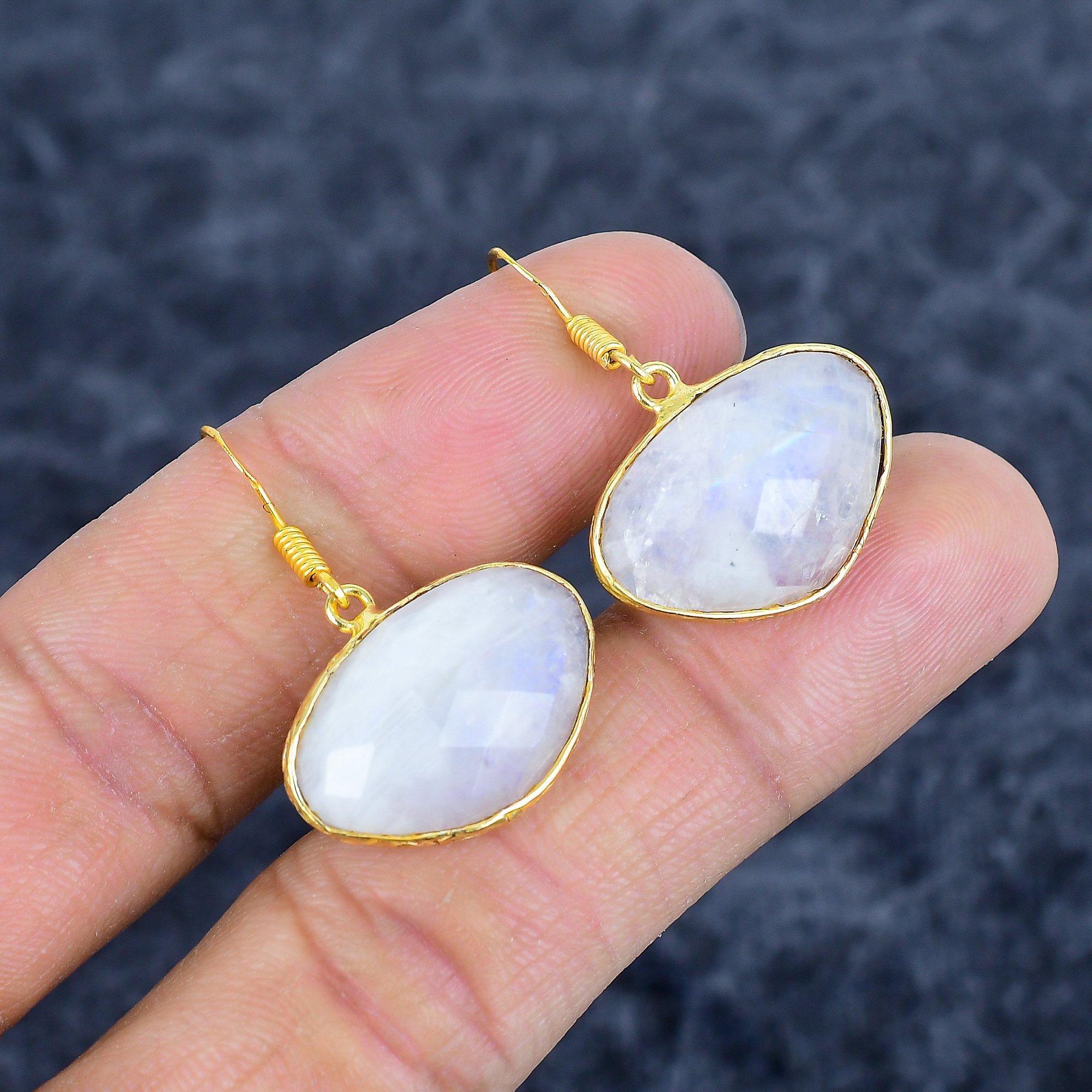 

Moonstone Gemstone Handmade 925Sterling Silver Jewelry Earring 1.38 M-3134