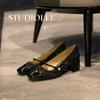 Sheepskin version~ Sparkling sequined square head with thick heel Mary Jane shoes women's single shoes