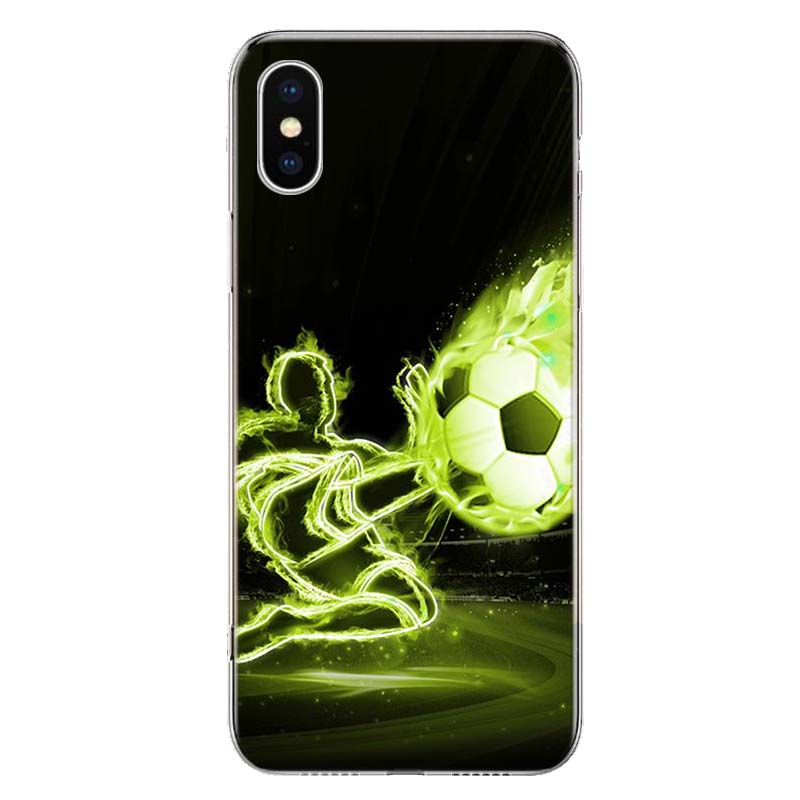 Fire Football Soccer Ball Phone Case For iPhone 11 12 13 Mini 14 15 Plus 17 Air 16 Pro Max 16E 7 8 SE 2020 Customized Print Cove
