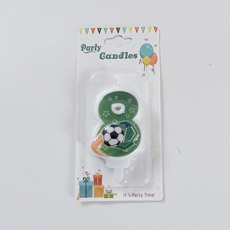 Green Soccer Football Number Candles 0-9 Diy Birthday Cake Toppers Celebration Party Cake Decorations For Kids Soccer Fans