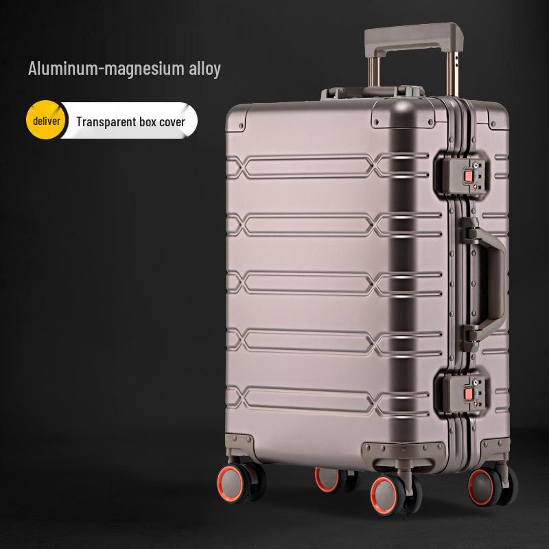 24-inch Aluminum Magnesium Alloy Trolley Luggage with Men's & Women's Combination Lock - Scratch & Wear-resistant Carry-on